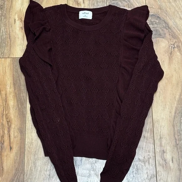 Aritzia Deep Red Ruffle Knit Top - Picture 5 of 5